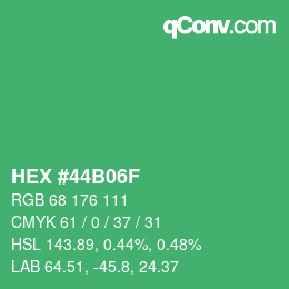 Color code: HEX #44B06F | qconv.com