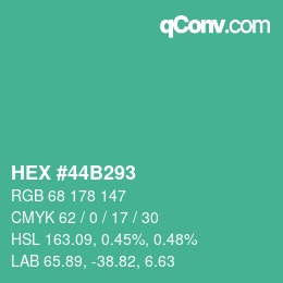 Color code: HEX #44B293 | qconv.com