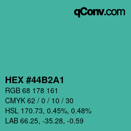 Farbcode: HEX #44B2A1 | qconv.com
