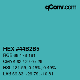 カラーコード: HEX #44B2B5 | qconv.com