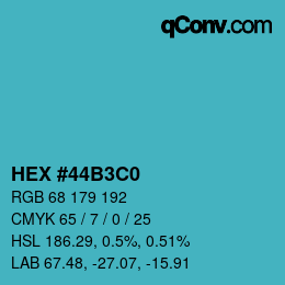 Color code: HEX #44B3C0 | qconv.com