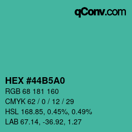 カラーコード: HEX #44B5A0 | qconv.com