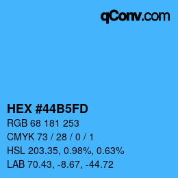 カラーコード: HEX #44B5FD | qconv.com