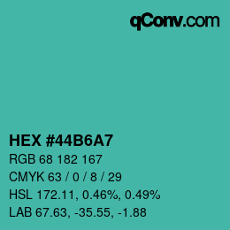 Color code: HEX #44B6A7 | qconv.com