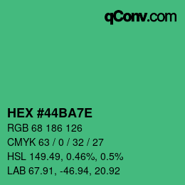 Color code: HEX #44BA7E | qconv.com