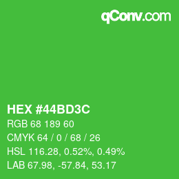 Color code: HEX #44BD3C | qconv.com