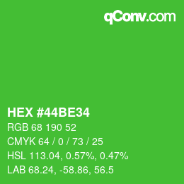 Color code: HEX #44BE34 | qconv.com