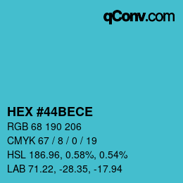 Color code: HEX #44BECE | qconv.com