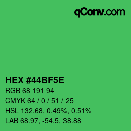 Código de color: HEX #44BF5E | qconv.com