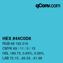Color code: HEX #44C0D8 | qconv.com
