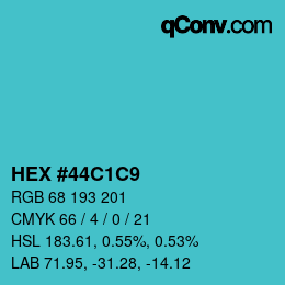 Color code: HEX #44C1C9 | qconv.com