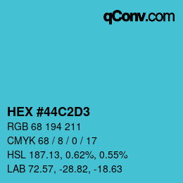Color code: HEX #44C2D3 | qconv.com