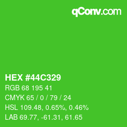 Farbcode: HEX #44C329 | qconv.com
