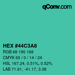 Color code: HEX #44C3A8 | qconv.com