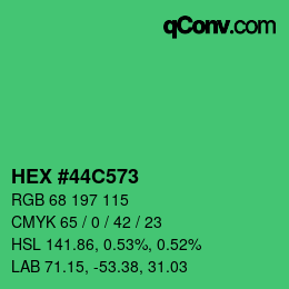 Color code: HEX #44C573 | qconv.com