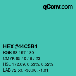 Color code: HEX #44C5B4 | qconv.com