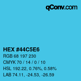 颜色代码: HEX #44C5E6 | qconv.com