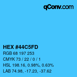 颜色代码: HEX #44C5FD | qconv.com