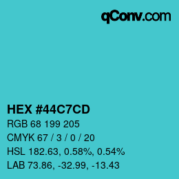 Color code: HEX #44C7CD | qconv.com