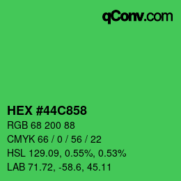 カラーコード: HEX #44C858 | qconv.com