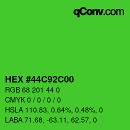 カラーコード: HEX #44C92C00 | qconv.com