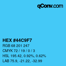 カラーコード: HEX #44C9F7 | qconv.com