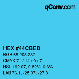 Color code: HEX #44CBED | qconv.com