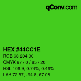 Color code: HEX #44CC1E | qconv.com