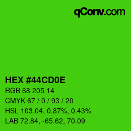 Color code: HEX #44CD0E | qconv.com