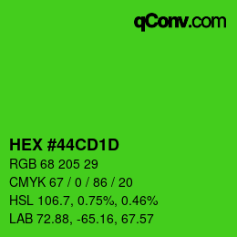 Color code: HEX #44CD1D | qconv.com