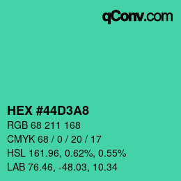 Color code: HEX #44D3A8 | qconv.com