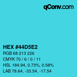 Farbcode: HEX #44D5E2 | qconv.com