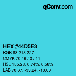 Farbcode: HEX #44D5E3 | qconv.com