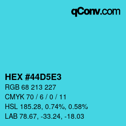 カラーコード: HEX #44D5E3 | qconv.com