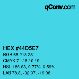 カラーコード: HEX #44D5E7 | qconv.com