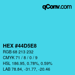 カラーコード: HEX #44D5E8 | qconv.com