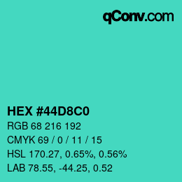 Color code: HEX #44D8C0 | qconv.com