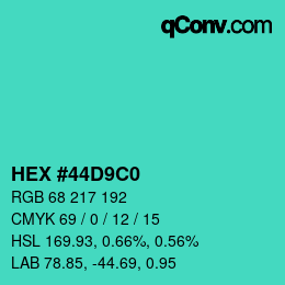 Color code: HEX #44D9C0 | qconv.com