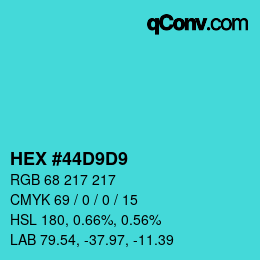Color code: HEX #44D9D9 | qconv.com