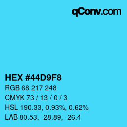 Color code: HEX #44D9F8 | qconv.com