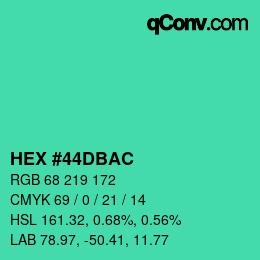 颜色代码: HEX #44DBAC | qconv.com