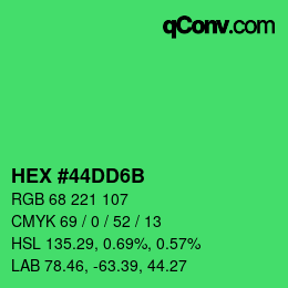 Color code: HEX #44DD6B | qconv.com