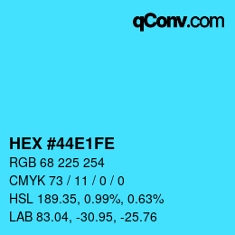 Color code: HEX #44E1FE | qconv.com