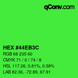 Color code: HEX #44EB3C | qconv.com