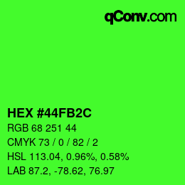Color code: HEX #44FB2C | qconv.com