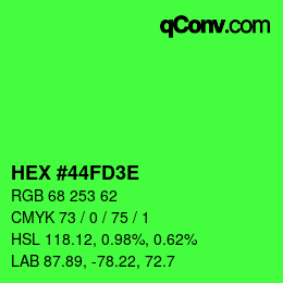 Farbcode: HEX #44FD3E | qconv.com
