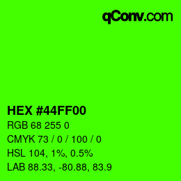 Color code: HEX #44FF00 | qconv.com