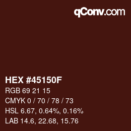 Color code: HEX #45150F | qconv.com