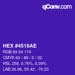 Color code: HEX #4518AE | qconv.com