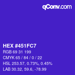 Color code: HEX #451FC7 | qconv.com